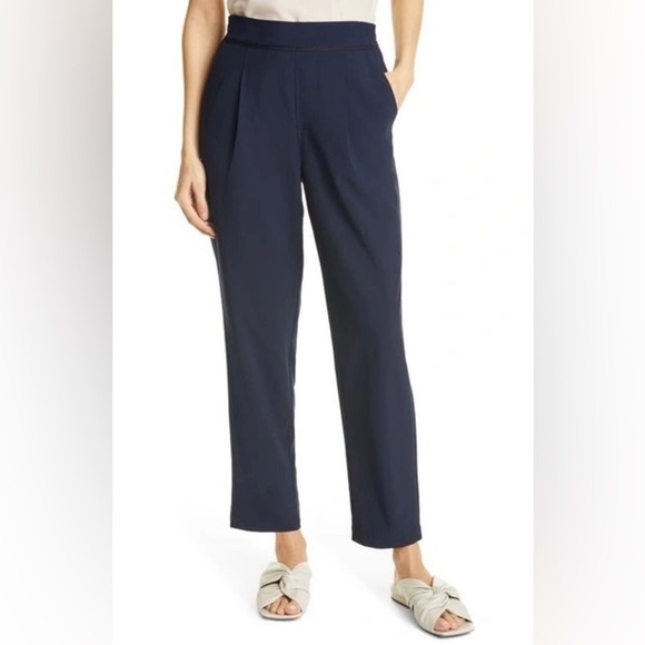 Kobi Halperin || Addie Grossgrain Trim Pants Trousers Navy Blue Medium - Picture 1 of 12